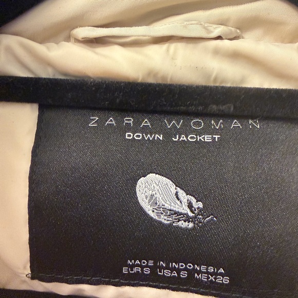 Zara Beige Belted Down Jacket - Picture 2 of 7